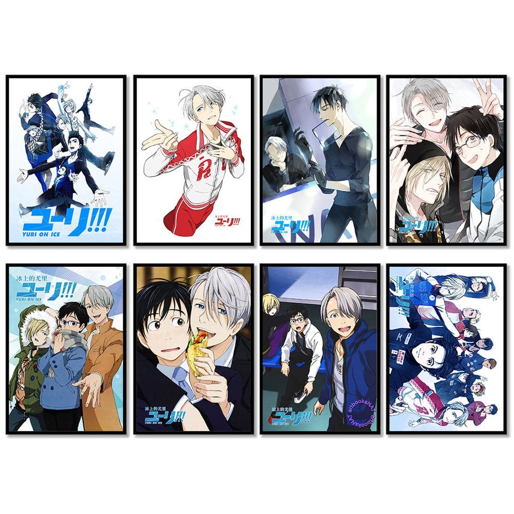 Conjunto de pintura de pôster Yuri on Ice Anime HD Prints 40x60cm, 8 unidades