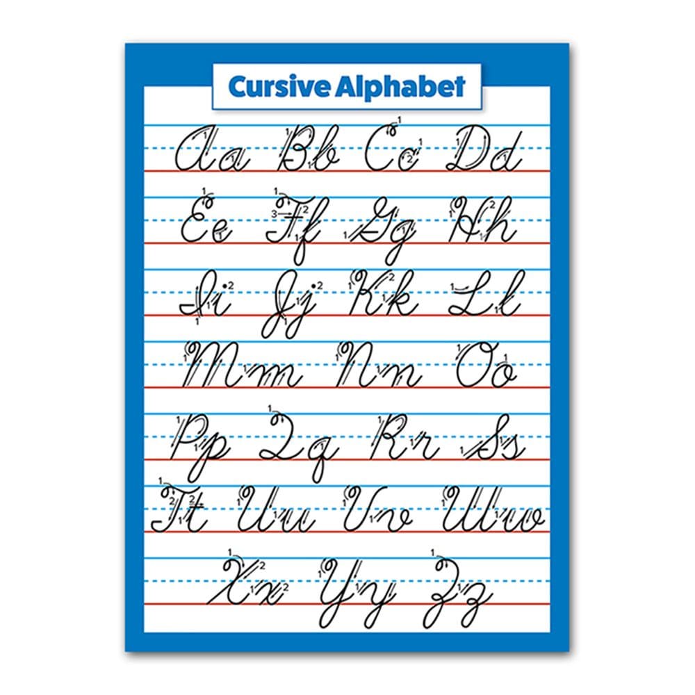 Pintura em cartaz: alfabeto cursivo, aprendizagem precoce, 40x60cm