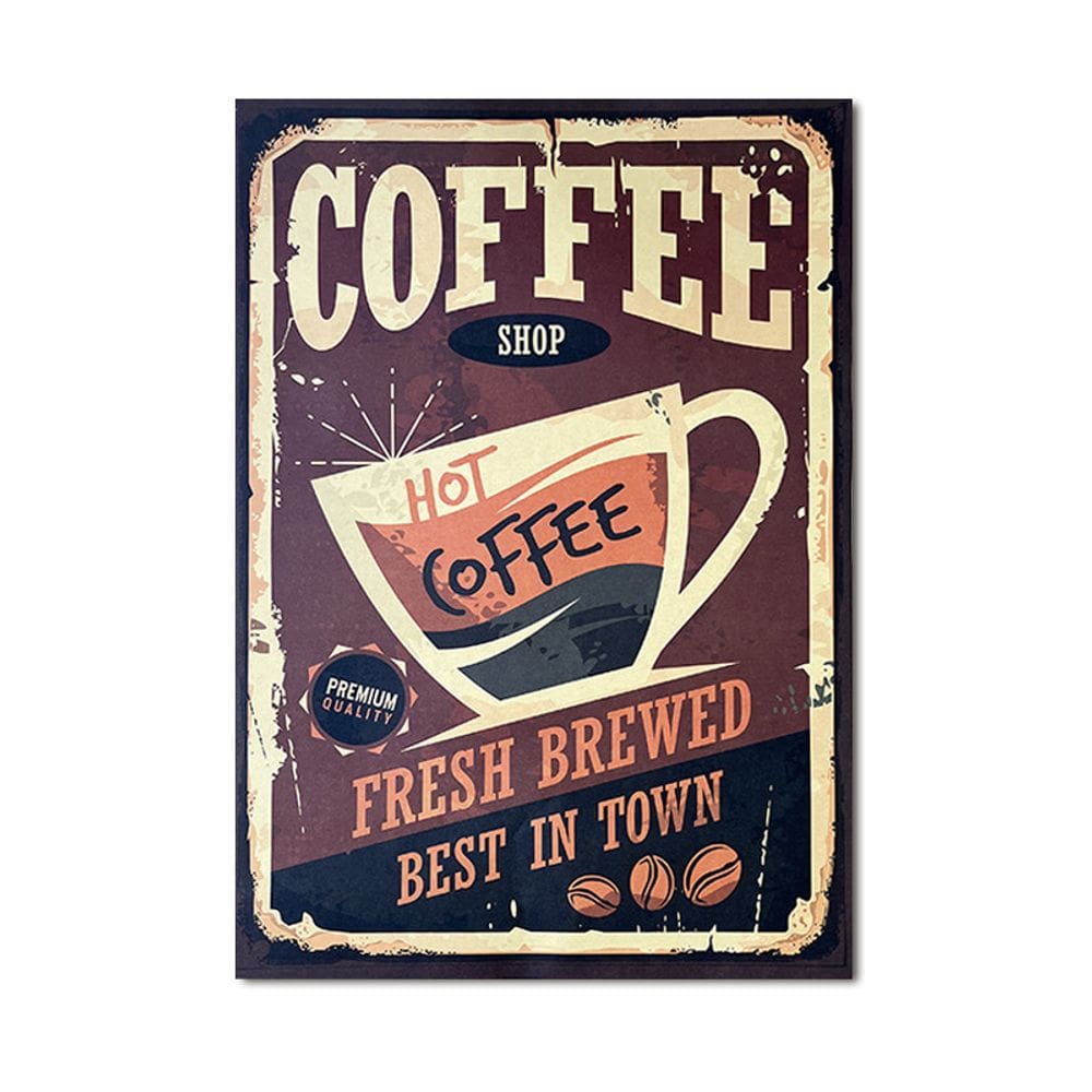 Pintura em pôster, cafeteria vintage, 51,5x36cm, estilo retrô