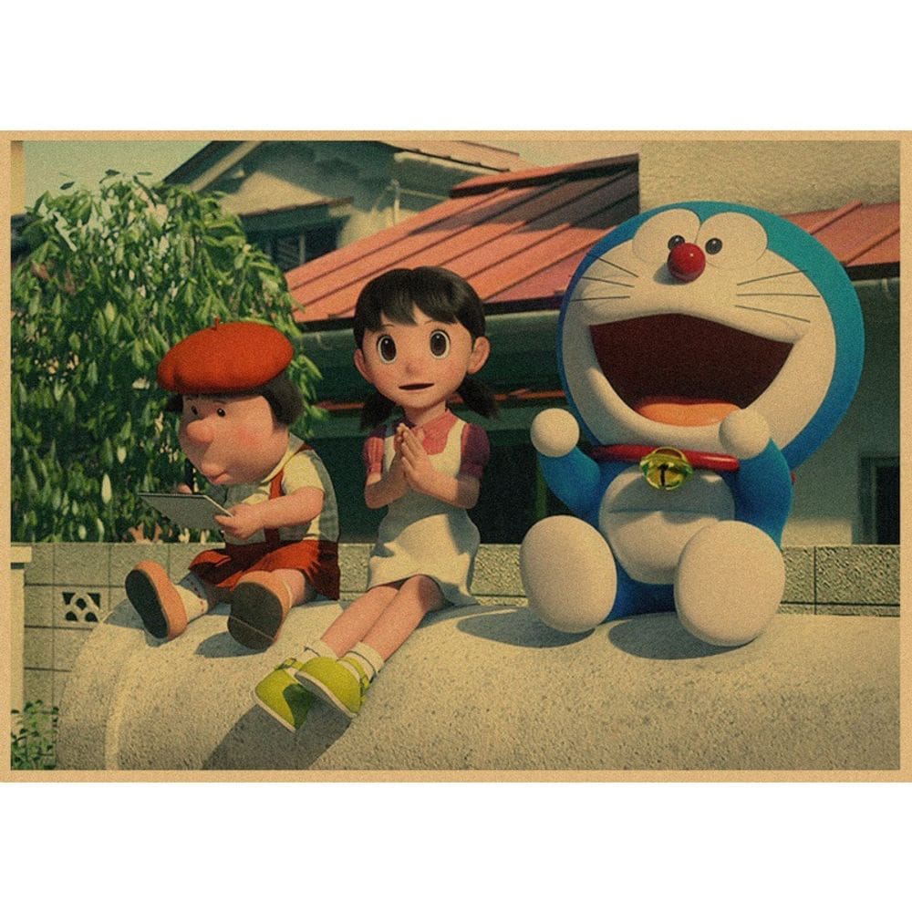 Pôster Doraemon Retro Anime para decoração de quarto ou escritório 30x42cm