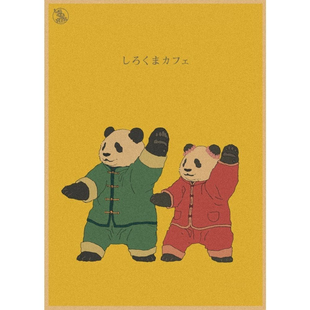 Pintura em pôster Shirokuma Cafe Panda Retro Anime 30x42cm