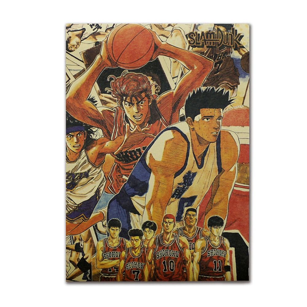 Pôster Slam Dunk Vintage Kraft Paper Anime 51,5x36cm