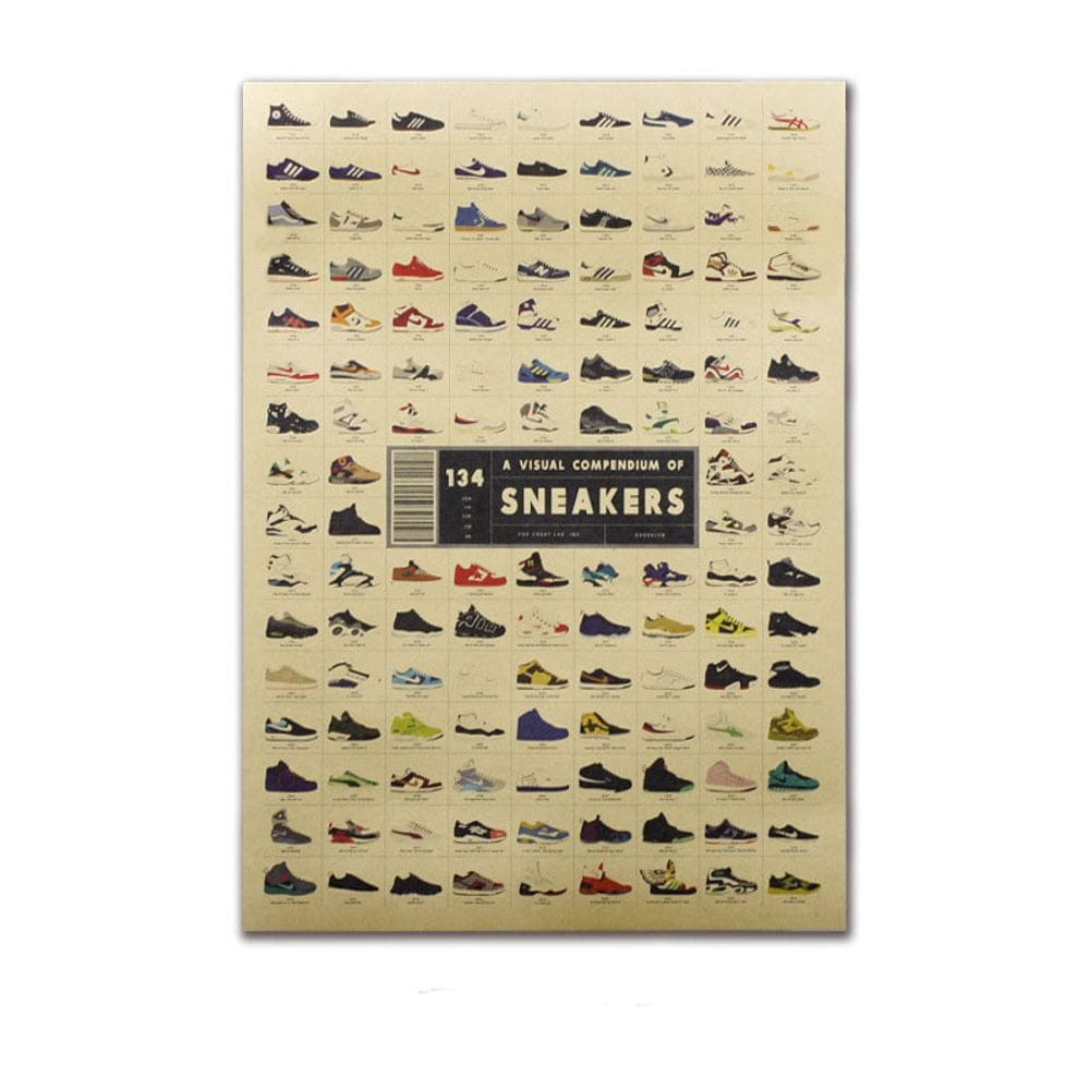 Coleção de tênis vintage com pintura em pôster 51,5x36cm