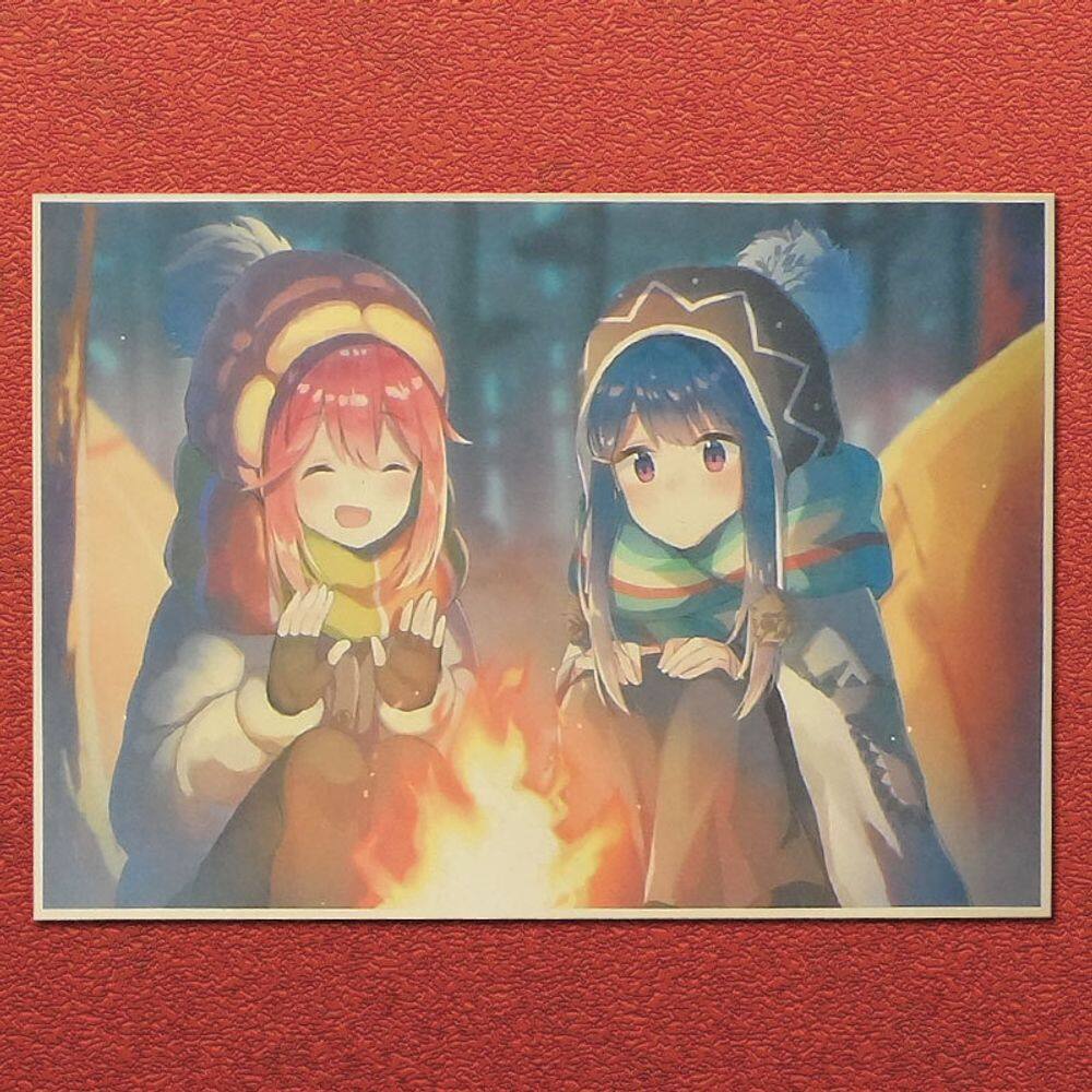 Pôster Yuru Camp Winter Anime Art para decoração de quarto 20x30cm