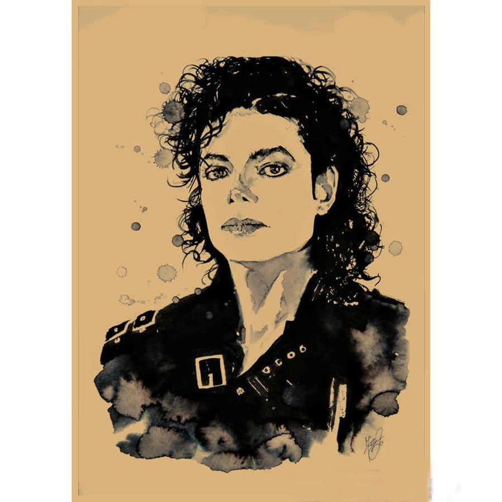 Pôster Pintura de Arte Musical Vintage Michael Jackson 29,7x42cm