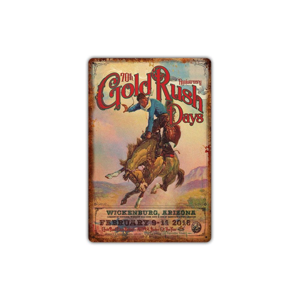 Pôster Tin Sign Vintage Cowboy Gold Rush Days 20x30cm Iron