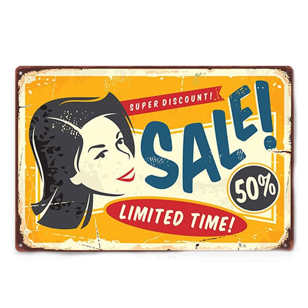 Decoração de parede, pintura em ferro, placa de estanho, venda com 50% de desconto