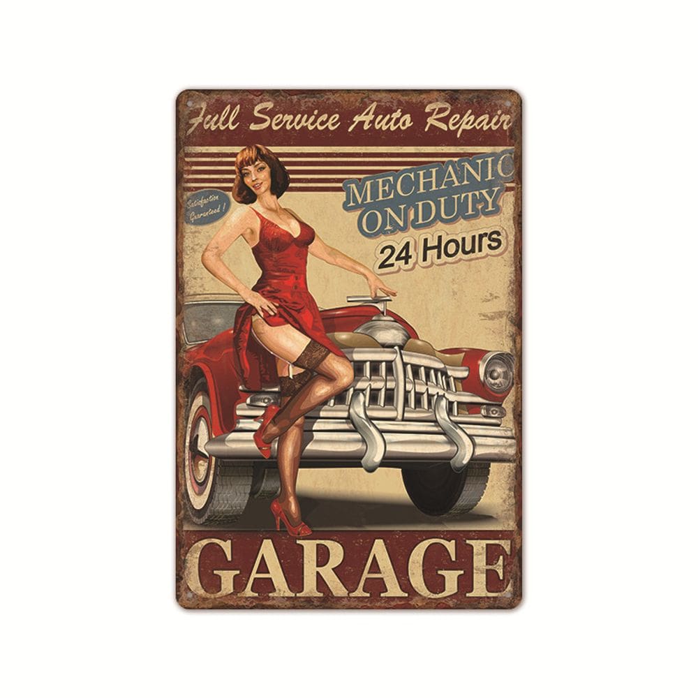 Decoração de parede Pintura em ferro Vintage Garage Mechanic on Duty