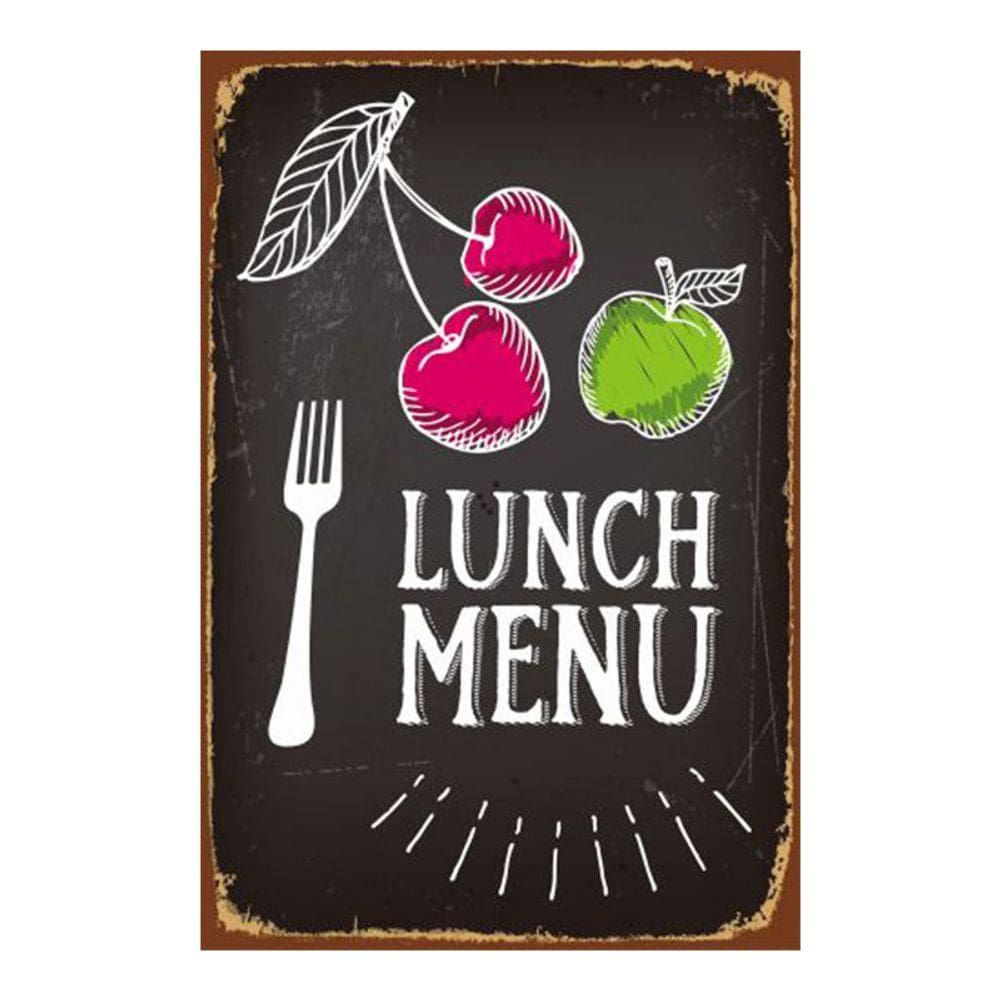 Menu de almoço vintage com pintura em ferro, decoração de parede retrô, 20x30cm
