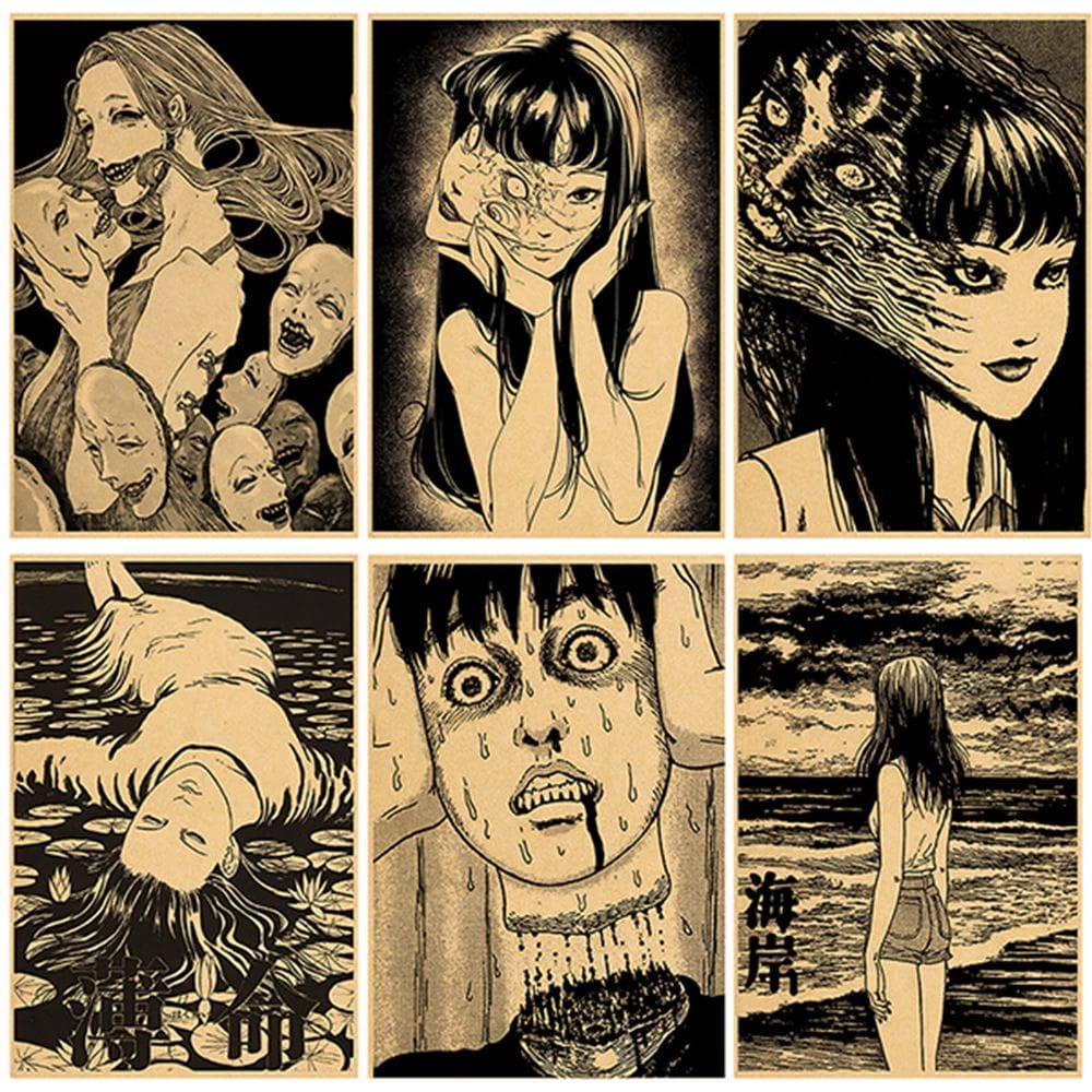 Conjunto de pintura de pôster Junji Ito Tomie Horror 6 peças 40x60cm
