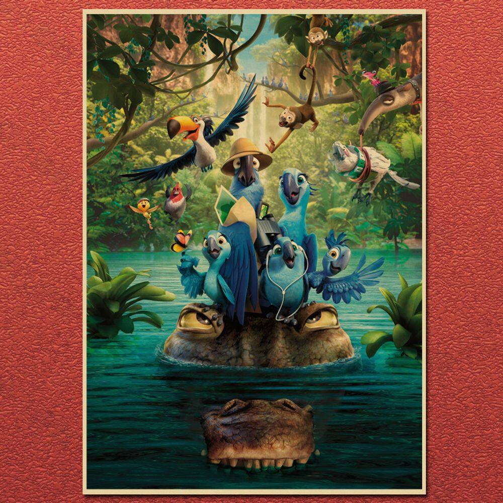 Pôster de arte de aventura animada Rio Blu and Friends 42x30cm