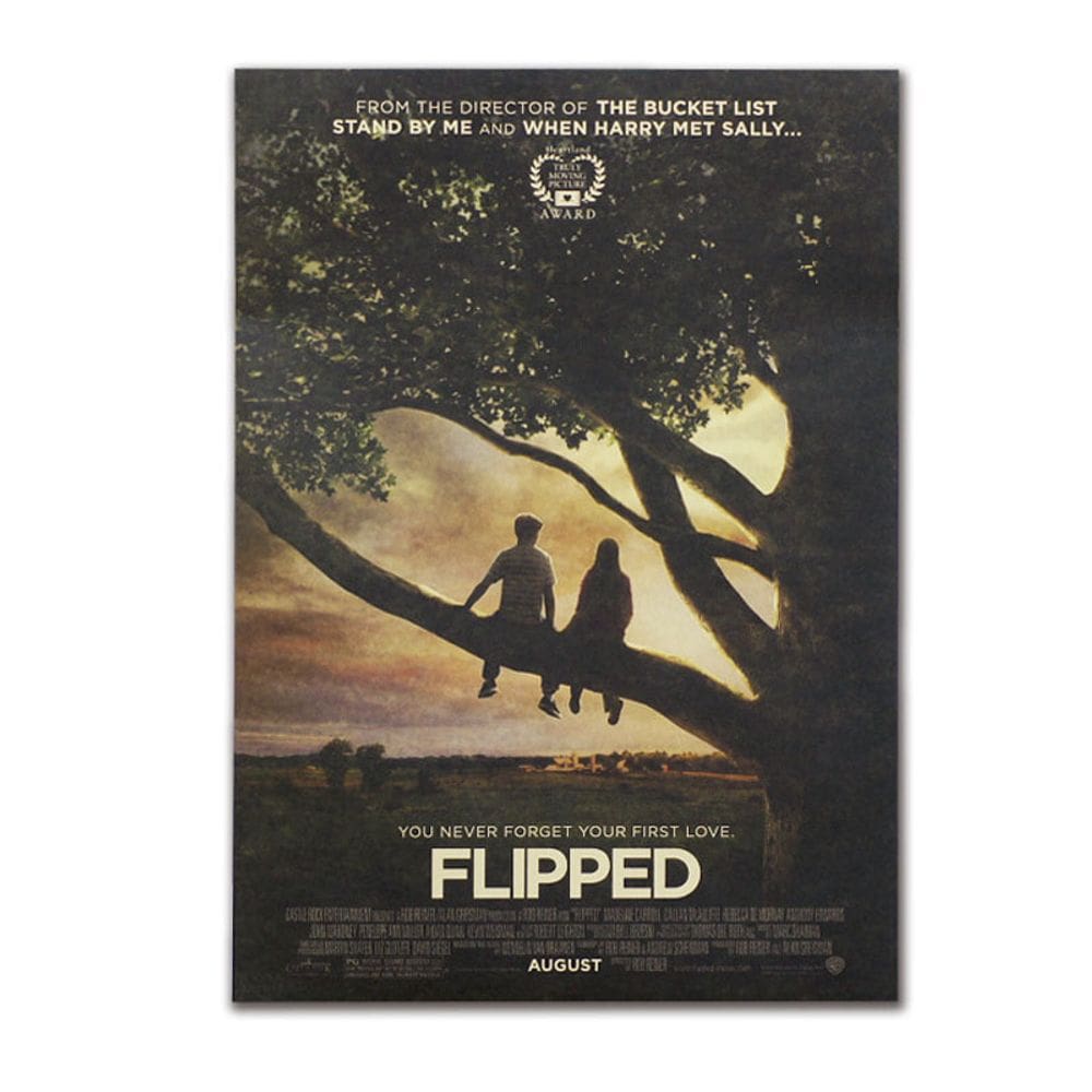 Pôster de filme romântico vintage invertido em papel de 51,5 x 36 cm