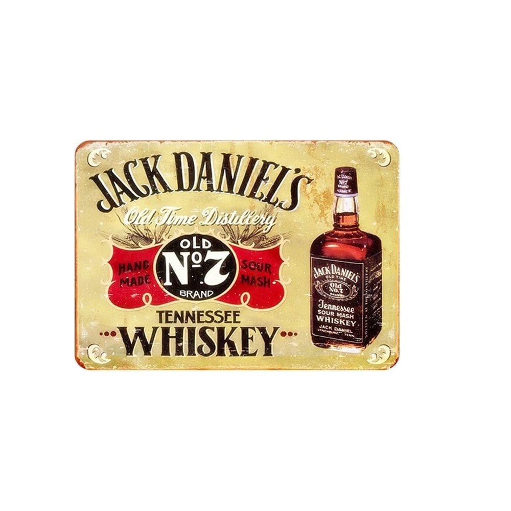 Decoração de parede retrô de uísque vintage Jack Daniel`s Tin Sign 20x30cm
