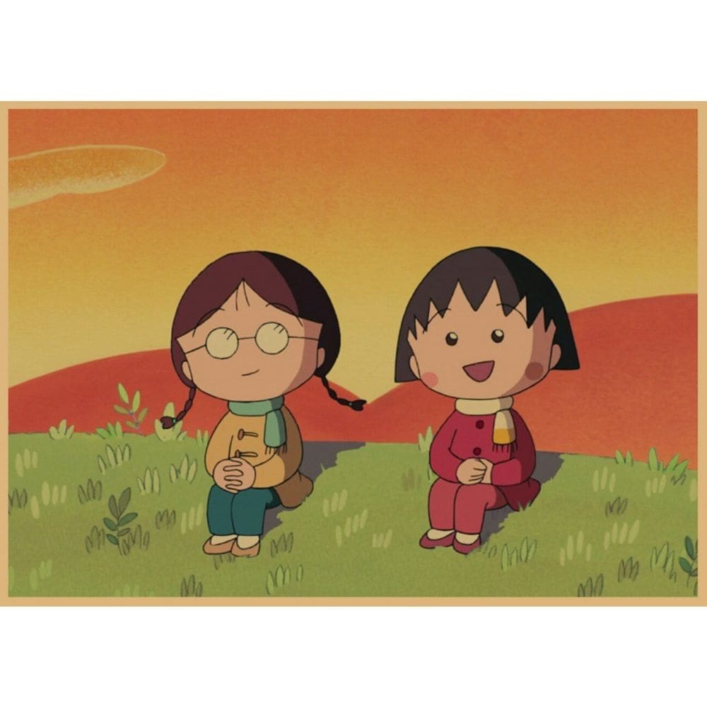 Pintura em pôster Arte de parede retrô Chibi Maruko-chan 30x42cm