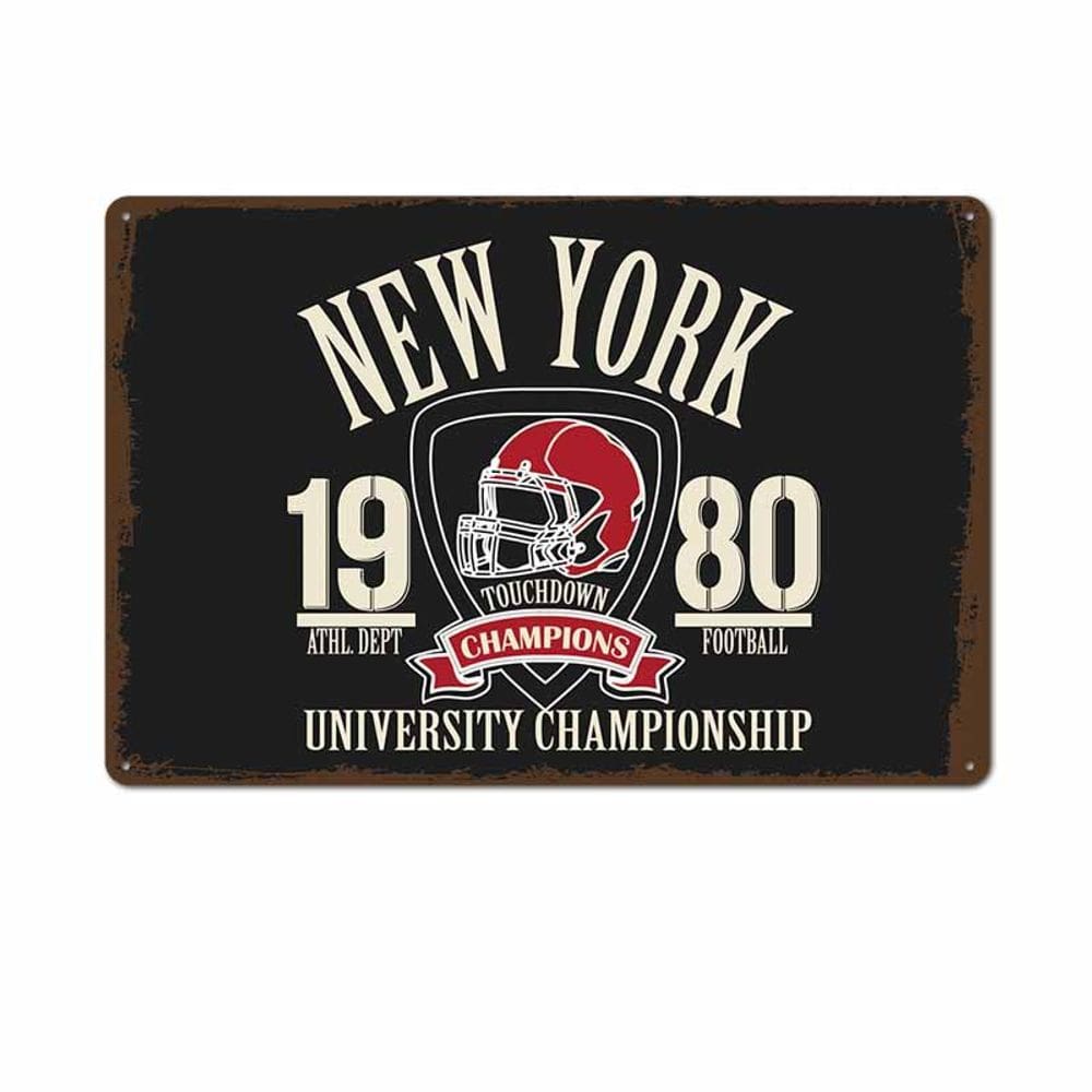 Pintura em ferro, decoração de parede, New York University Football Retro