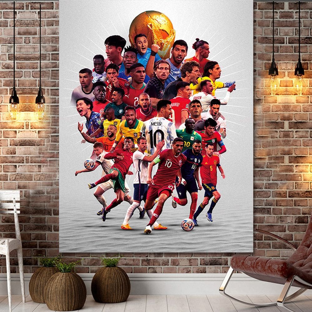 Tapeçaria para pendurar na parede Soccer Stars World Cup 100x150cm