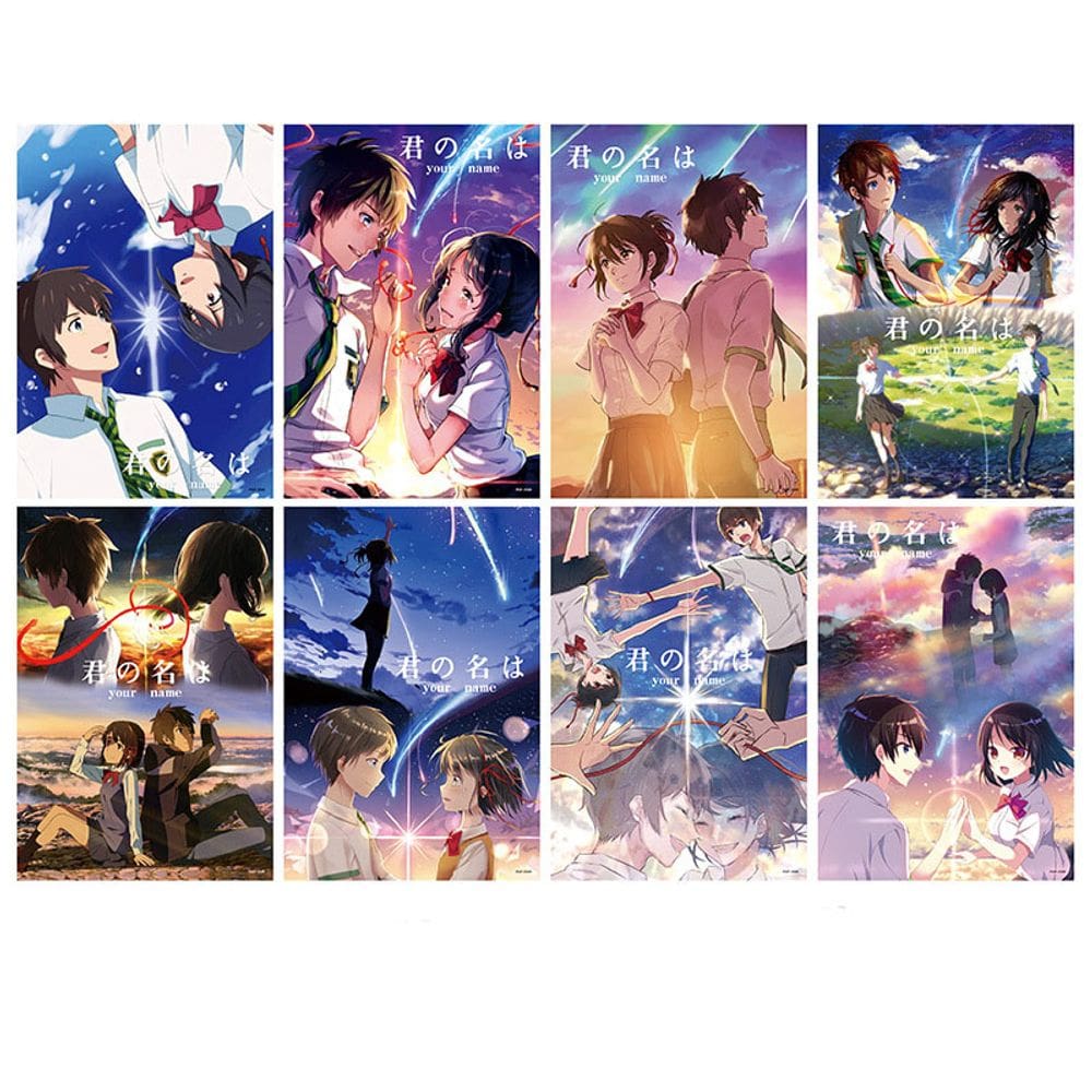 Coleção de 8 peças de anime Poster Set Your Name para fãs