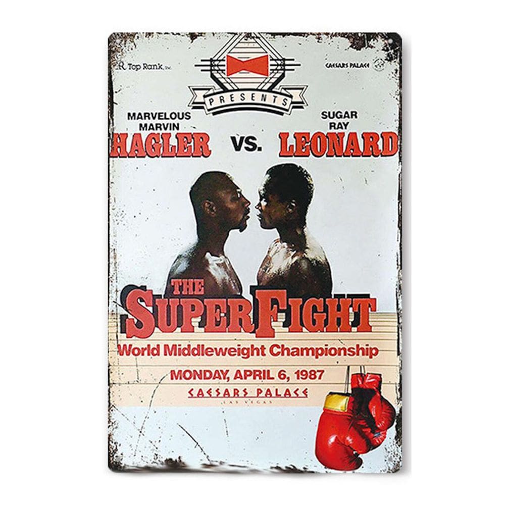 Pôster Tin Sign Marvin Hagler vs Sugar Ray Leonard Boxing