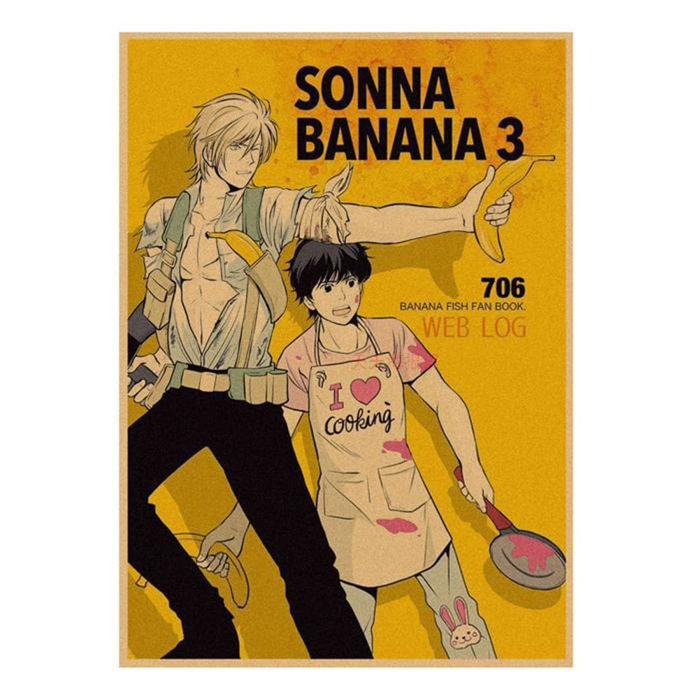 Pôster Banana Fish Anime Retro Wall Art 29.7x42cm Decoração de quarto