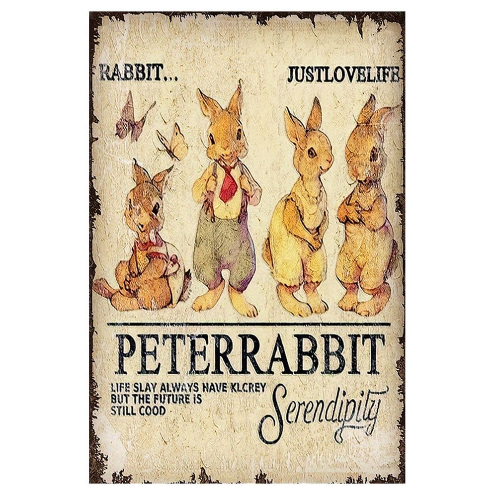 Decoração de parede com pintura em ferro Peter Rabbit 20x30cm à prova d`água
