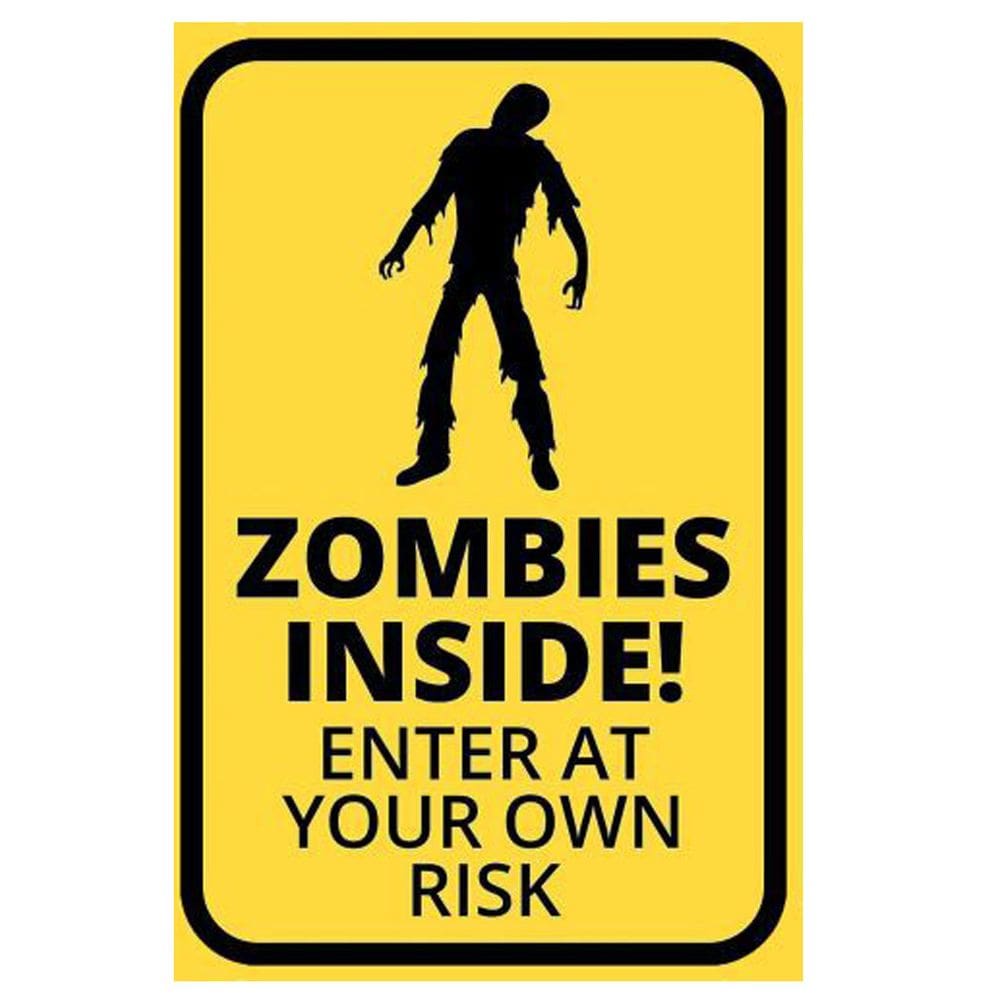 Decoração de parede Pintura em ferro Vintage Zombies Inside 20x30cm