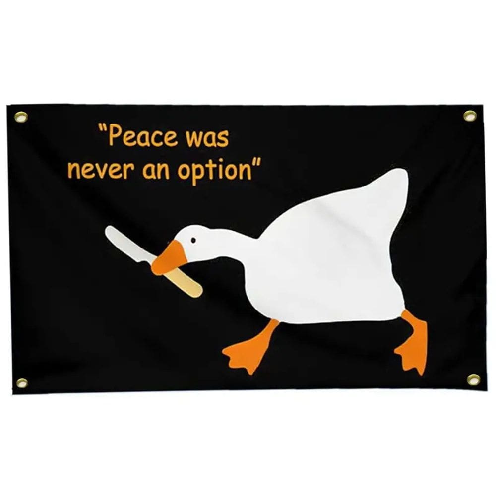 Tapeçaria Bandeira A paz nunca foi uma opção Pato 100x150cm