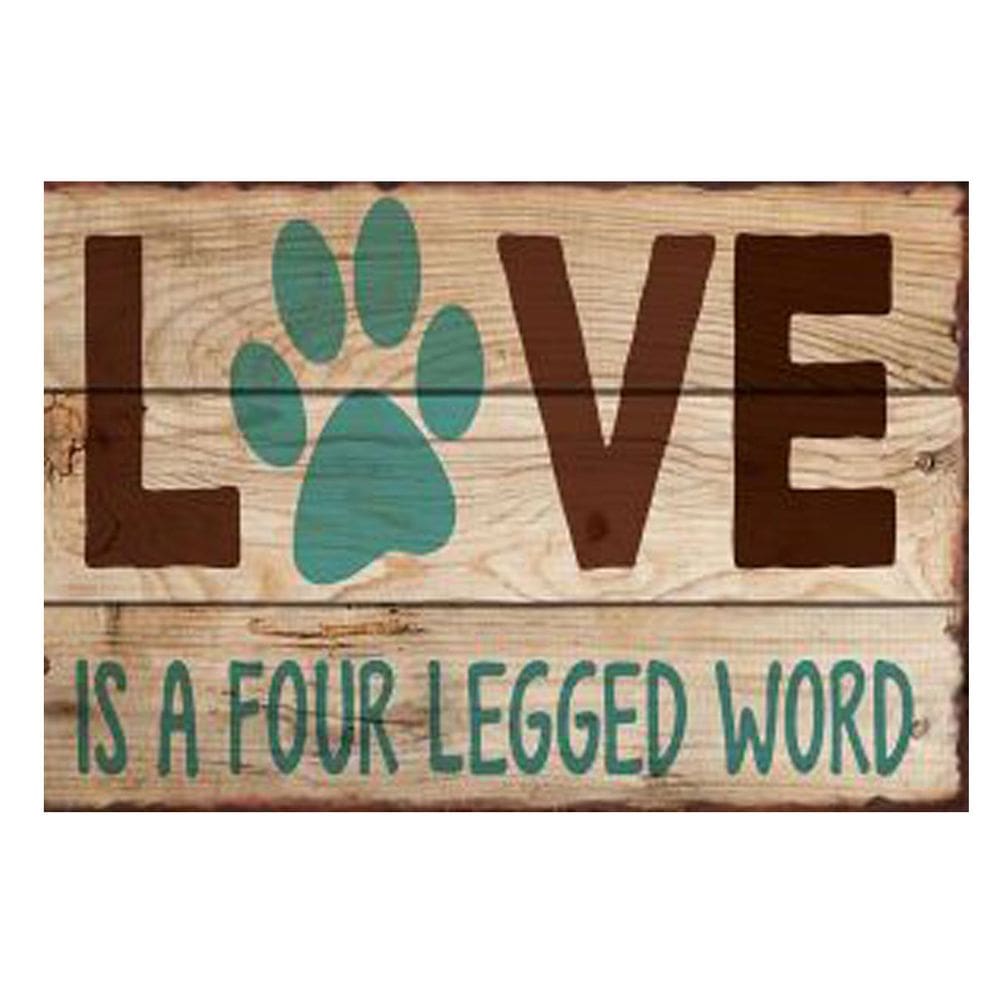 Iron Sign Dog Lover LOVE É UMA PALAVRA DE QUATRO PERNAS 20x30cm