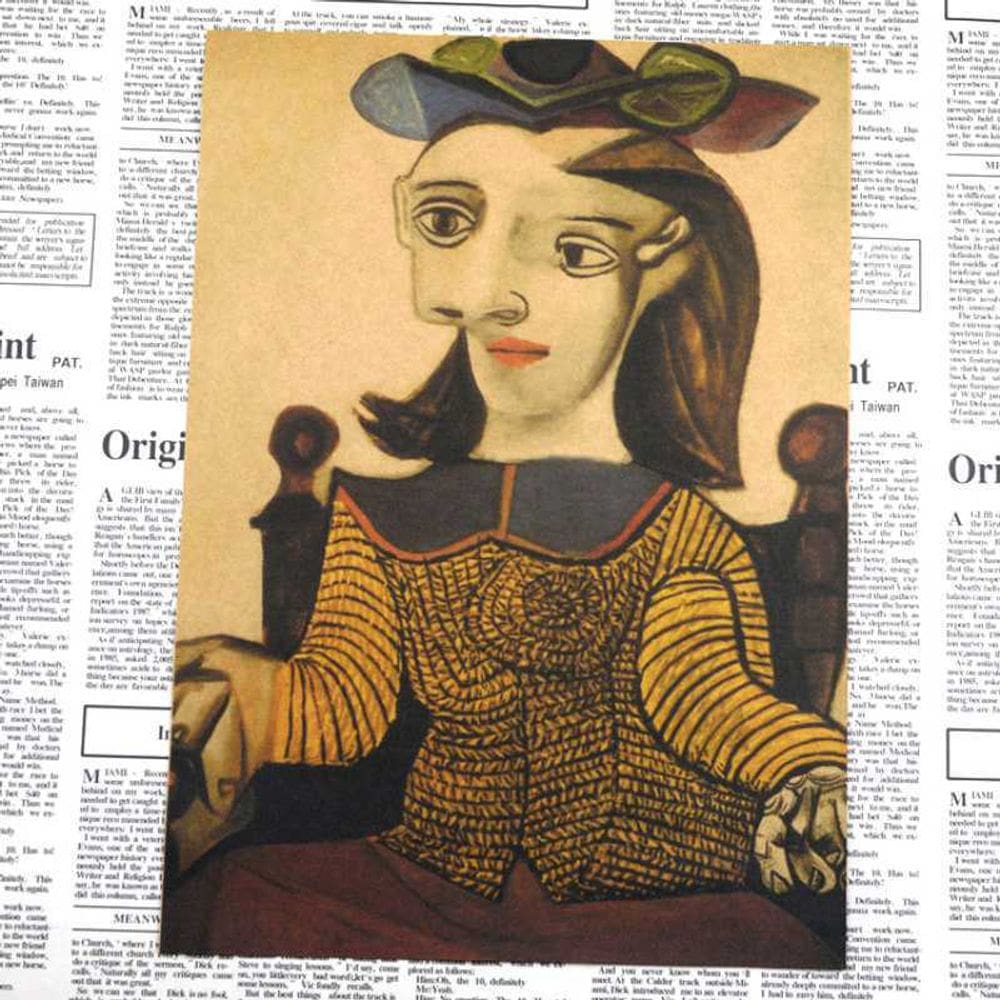 Pôster com pintura em estilo Picasso vintage, papel 30x42cm
