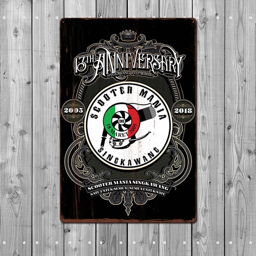 Decoração de parede Pintura em ferro Vintage Motorcycle Scooter Mania