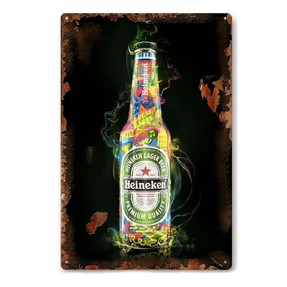 Decoração de parede com placa de estanho de metal Heineken Lager Beer 20x30cm