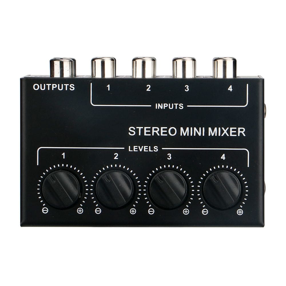 Mini mixer de áudio passivo estéreo compacto de 4 canais