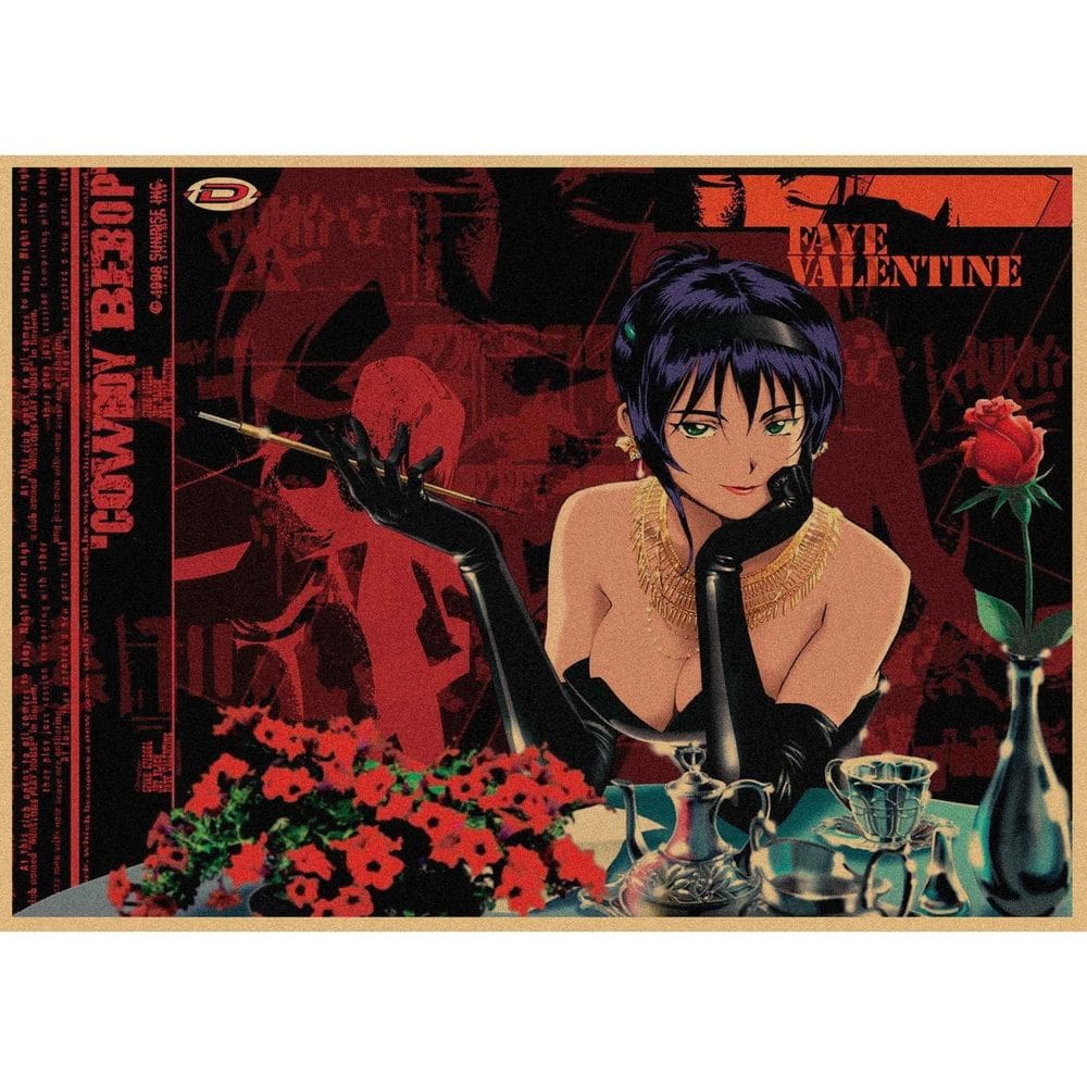 Pôster Cowboy Bebop Faye Valentine com arte de parede retrô 29,7x42cm