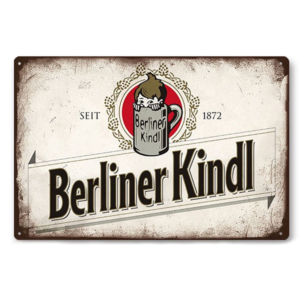 Decoração de parede com letreiro de estanho Berliner Kindl Beer Vintage 20x30cm