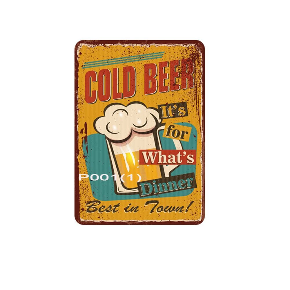 Pôster de pintura em ferro para decoração de parede, cerveja gelada, 20x30cm