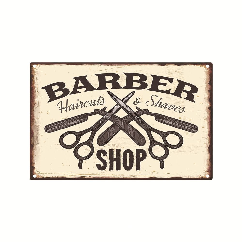 Pôster de decoração de parede de metal, pintura em ferro vintage de barbearia