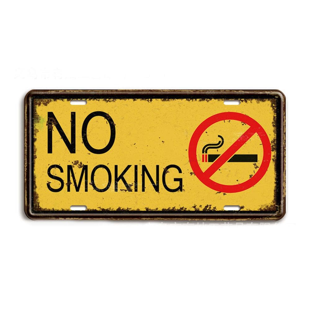 Decoração de parede, pintura em ferro, não é permitido fumar em bares e restaurantes