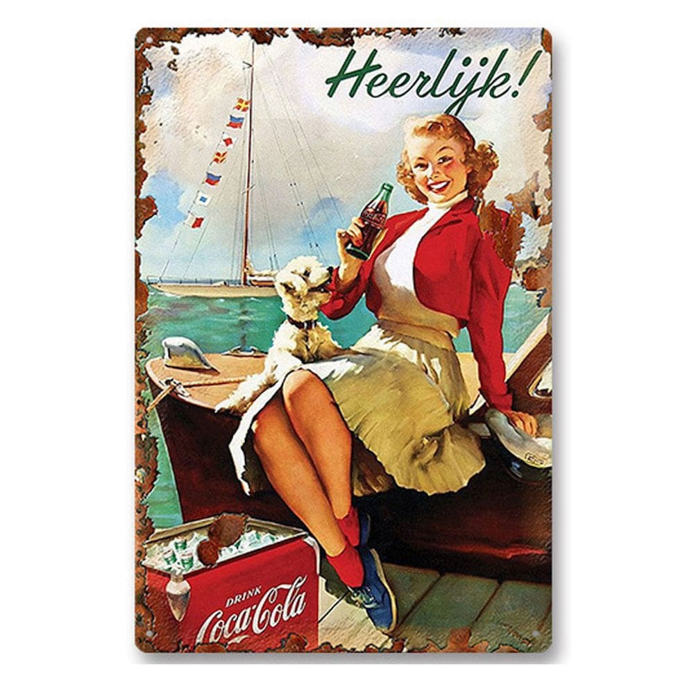 Decoração de parede Pintura em ferro Vintage Coca Cola 20x30cm
