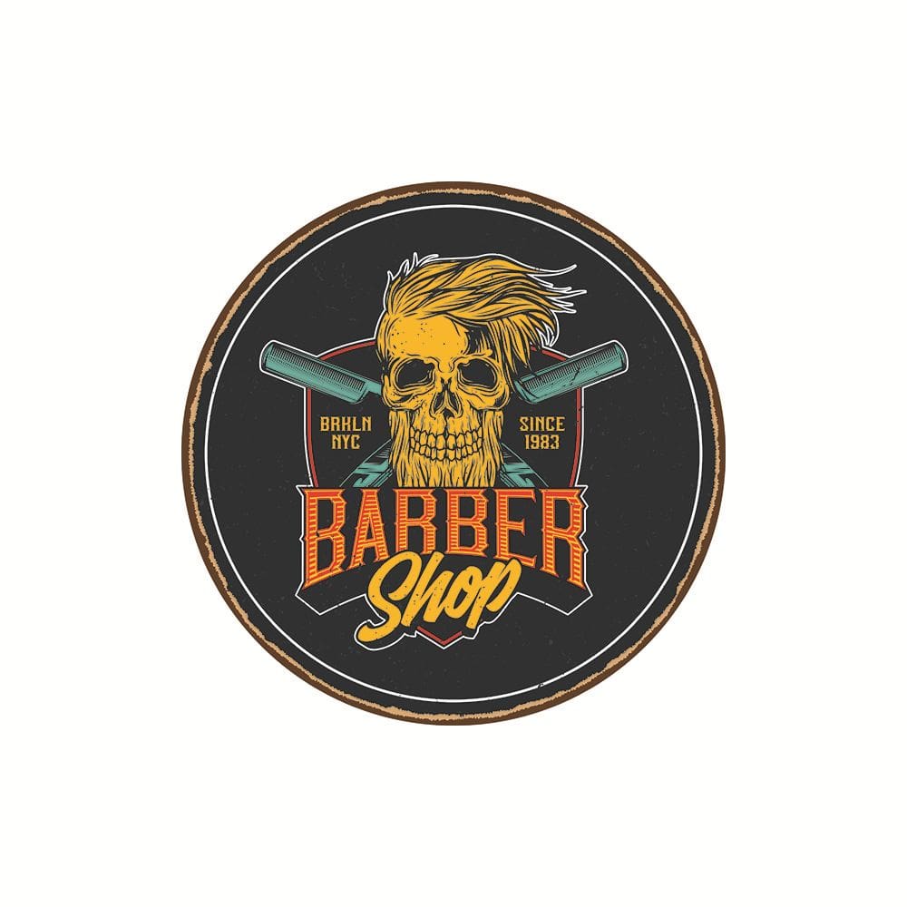 Crânio de barbearia vintage Iron Sign para decoração de parede de barbearia