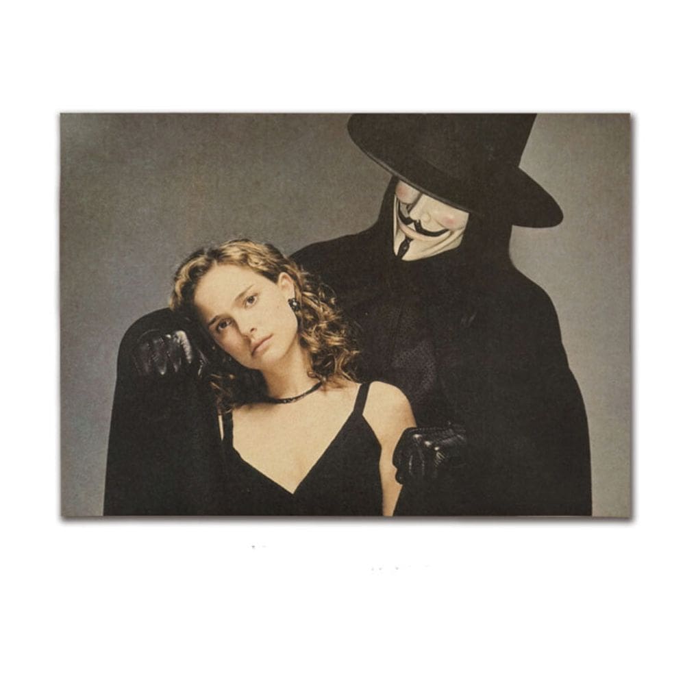 Pôster V de Vendetta, pintura vintage, papel de 51,5x36cm
