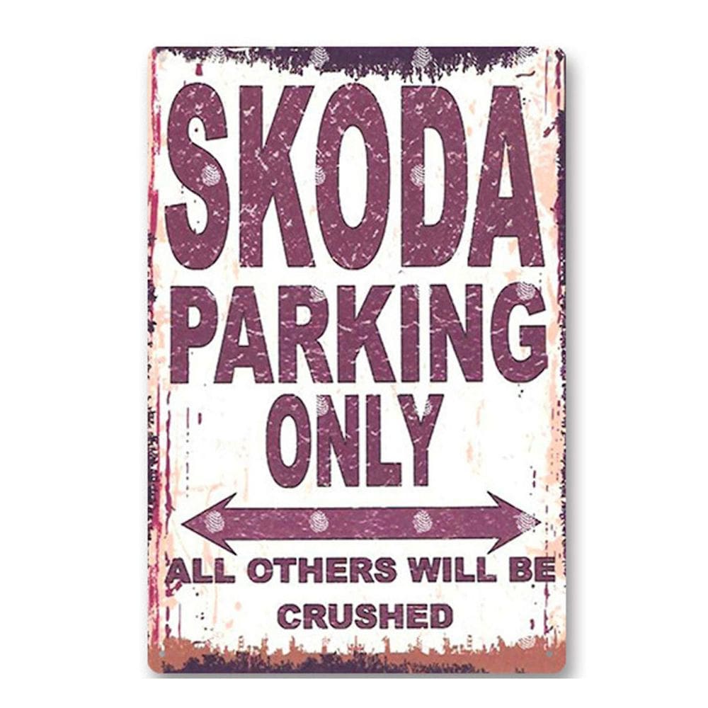 Decoração de parede Pintura em ferro Skoda Parking Only 20x30cm