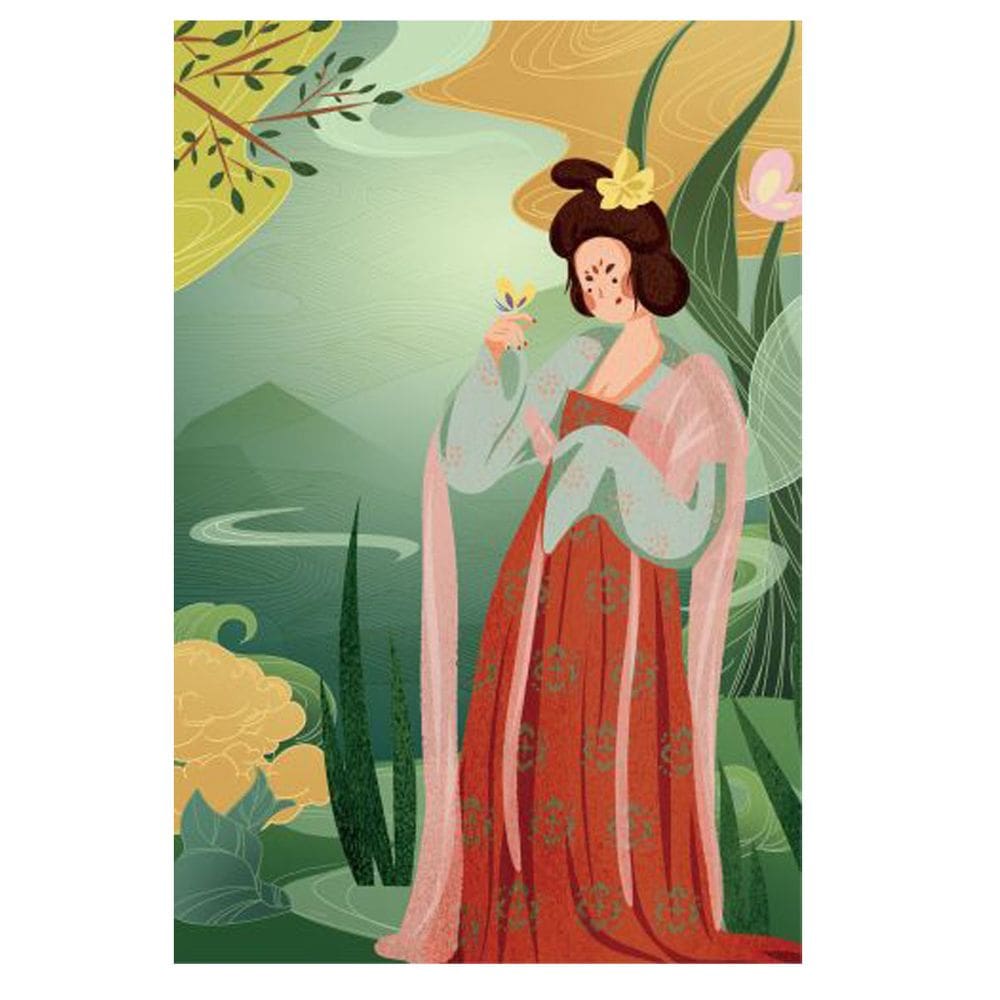 Decoração de parede Pintura em ferro Mulher chinesa tradicional 20x30cm