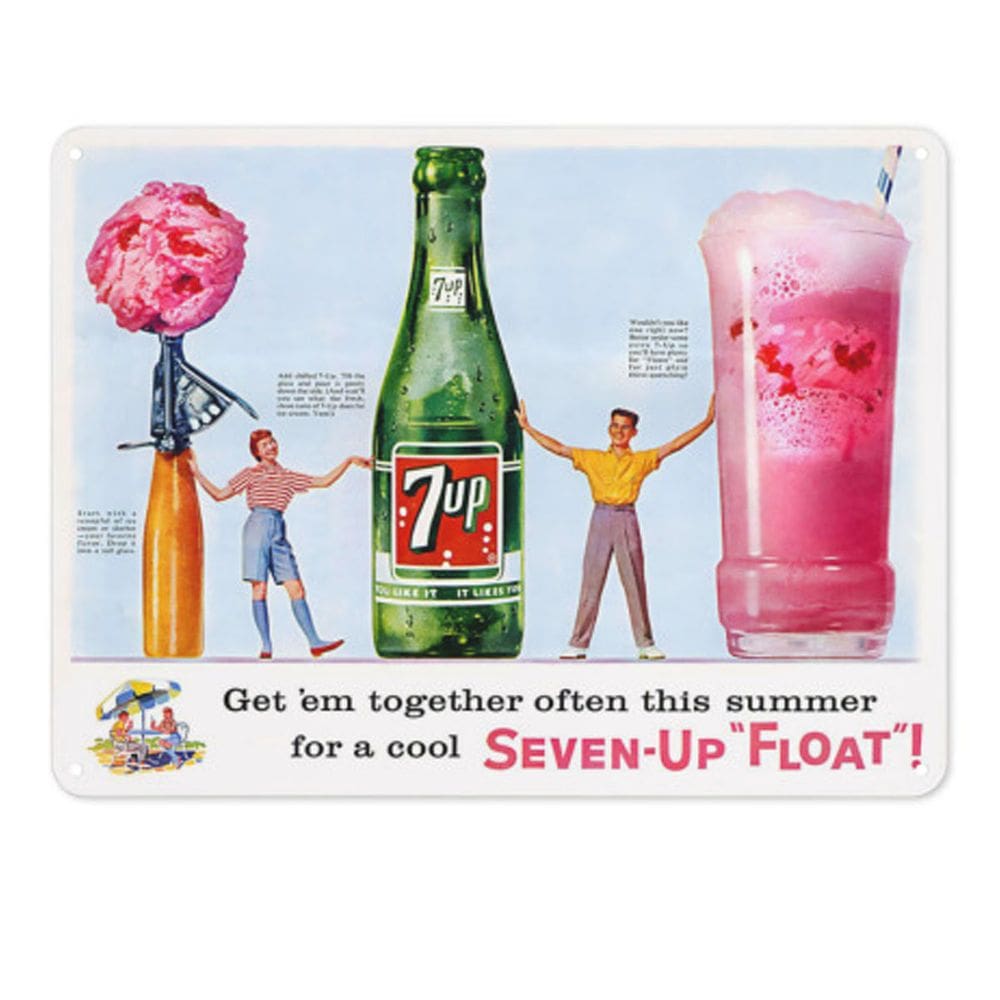 Decoração de parede Vintage 7-Up Soda Retro Metal 20x30cm Ferro