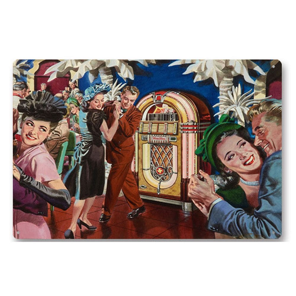 Pintura em ferro Retro Jukebox Dancers Decoração de parede 20x30cm