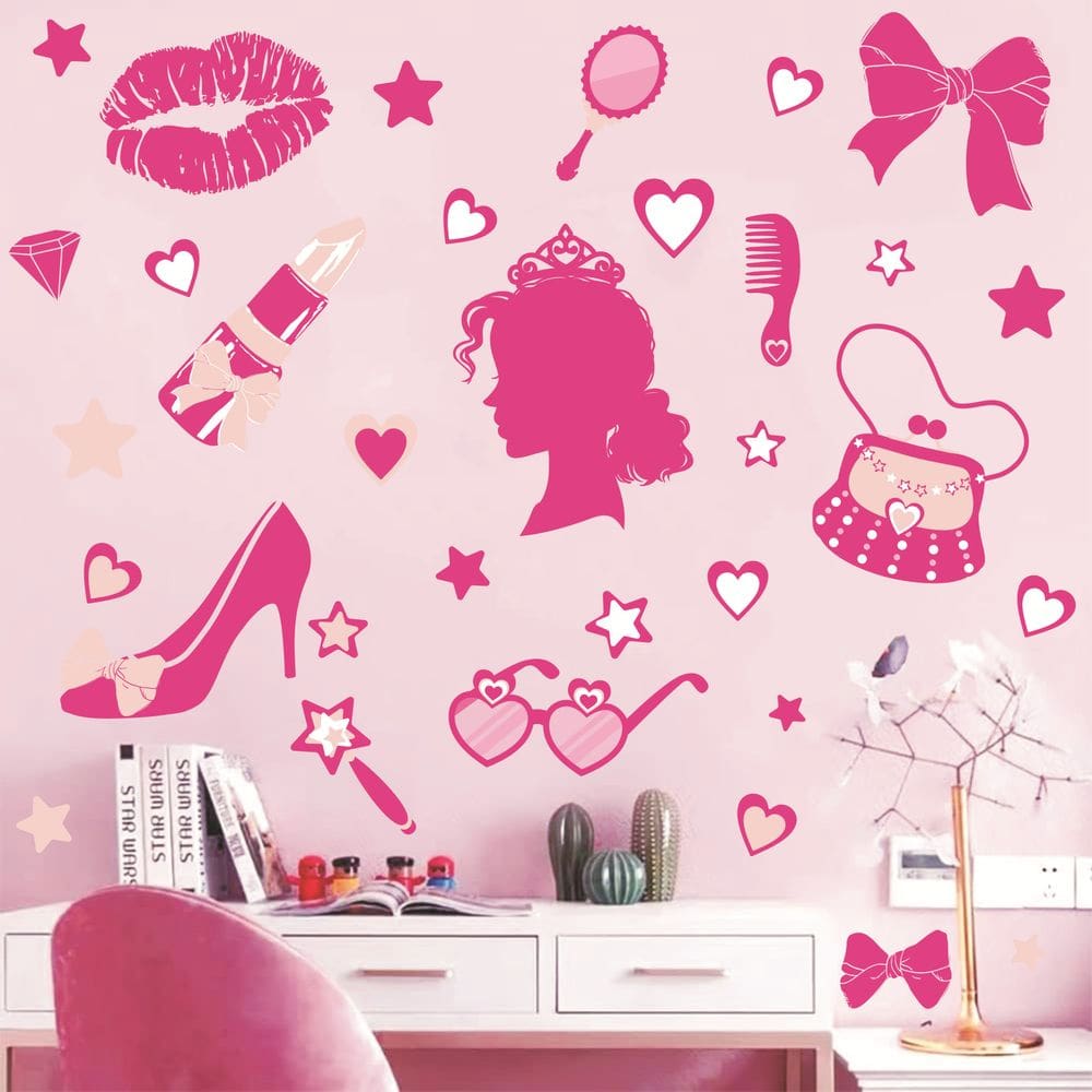 Adesivo de parede Barbie Pink Heart & Accessories Self-Adhesive