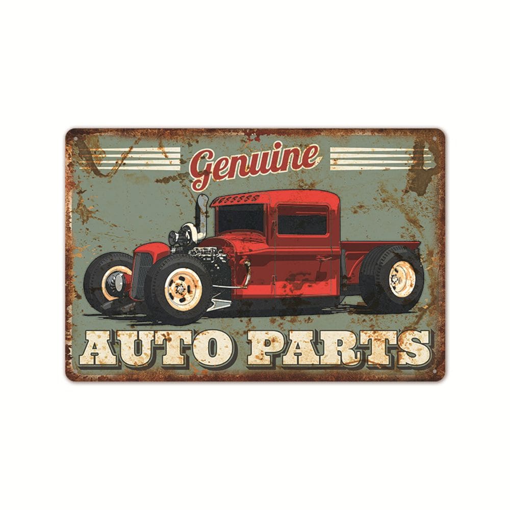 Decoração de parede de estanho metálico, pintura em ferro, peças automotivas genuínas, 8 x 12 polegadas