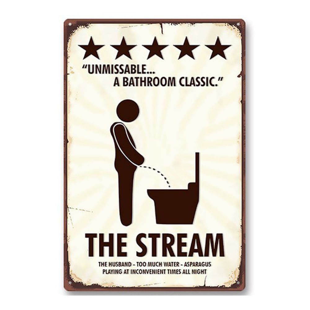 Pintura em ferro, decoração de parede, banheiro engraçado, 20x30cm, impermeável