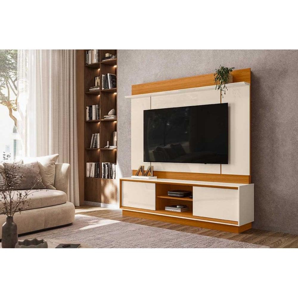 Home Theater Siena para TV de até 75 polegadas - Cinamomo Off White - Madetec