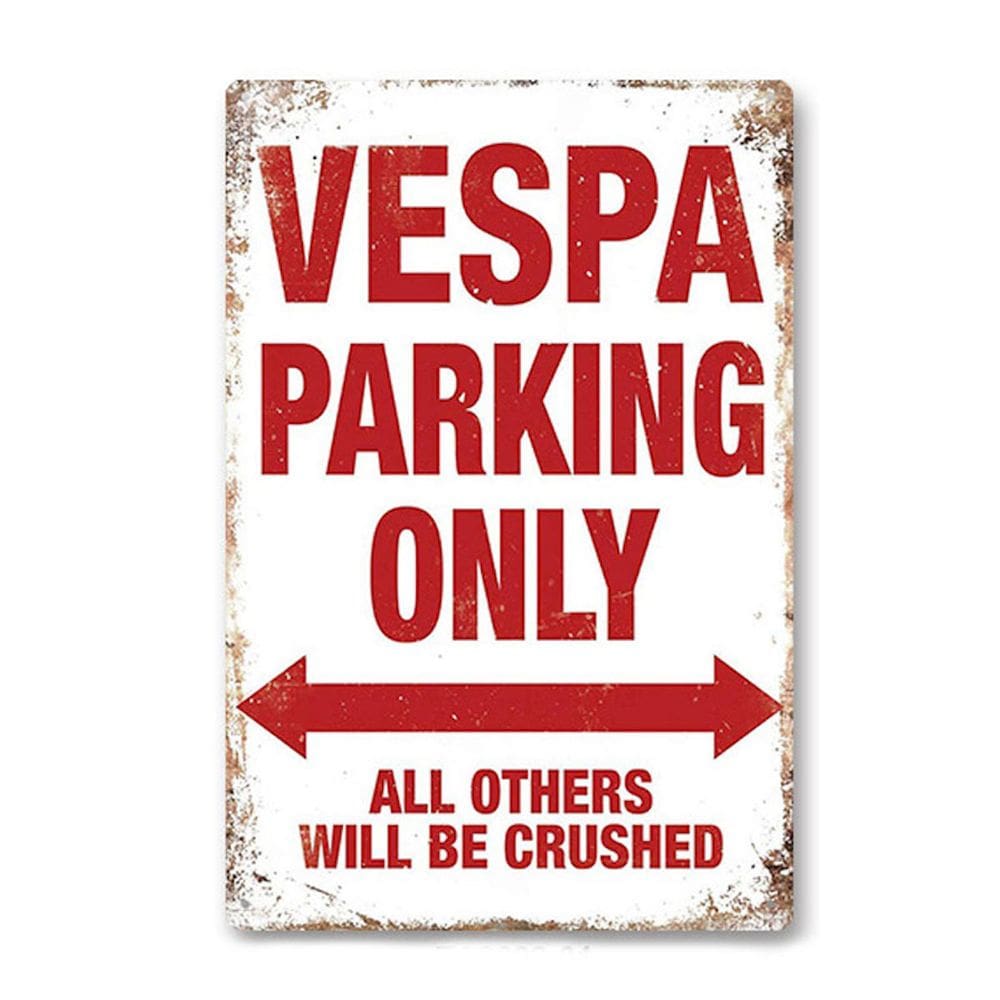 Placa de estanho metálico, decoração de parede, pintura em ferro, pôster Vespa Parking