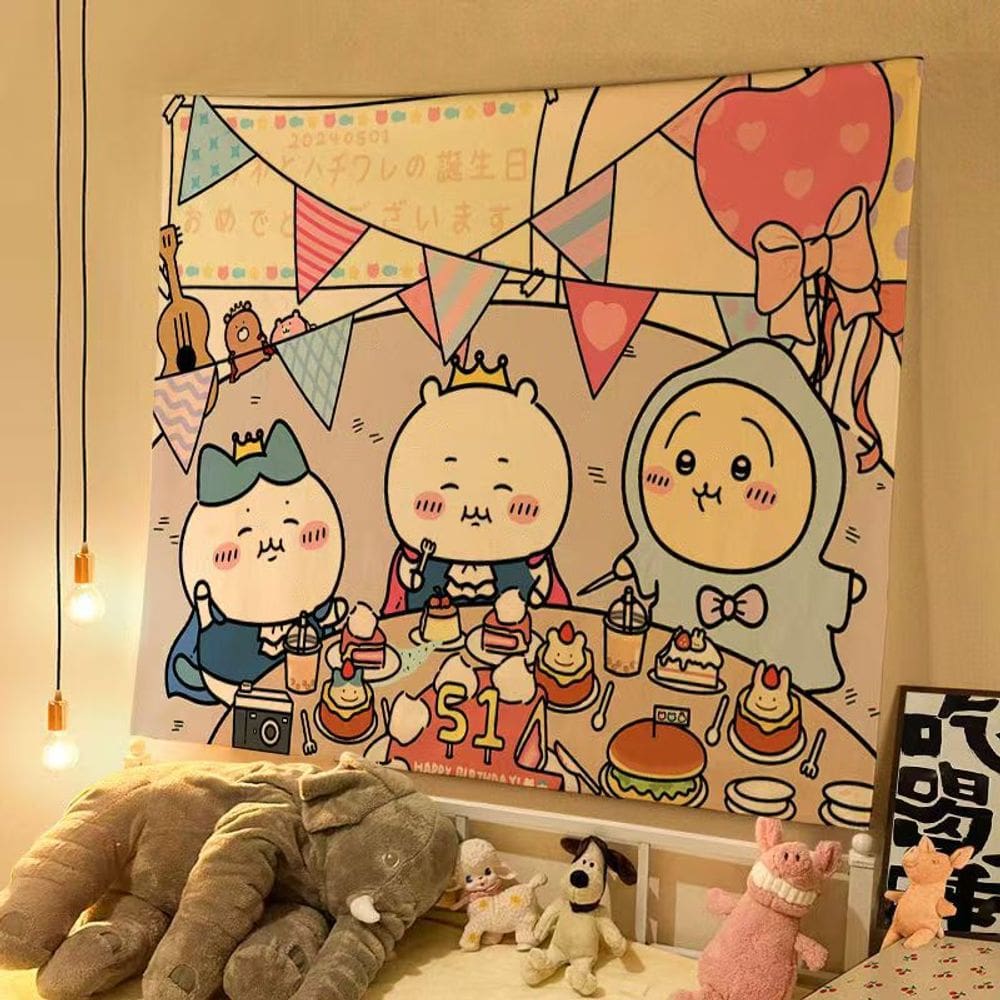 Tapeçaria para pendurar na parede, linda festa de aniversário, quarto infantil, 100x150cm