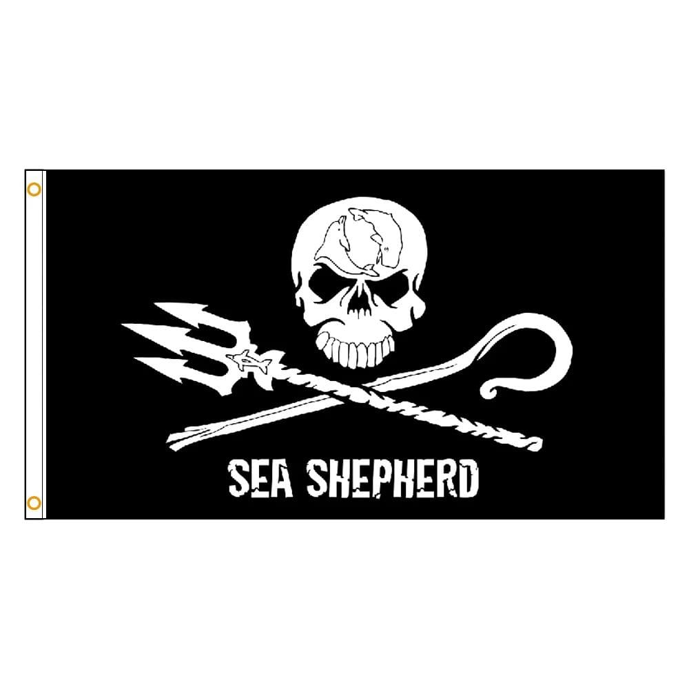 Tapeçaria pendurada na parede Sea Shepherd Skull Flag 100x150cm
